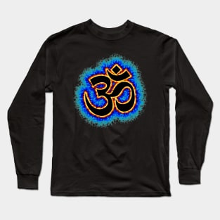 blue Om fire symbol Long Sleeve T-Shirt